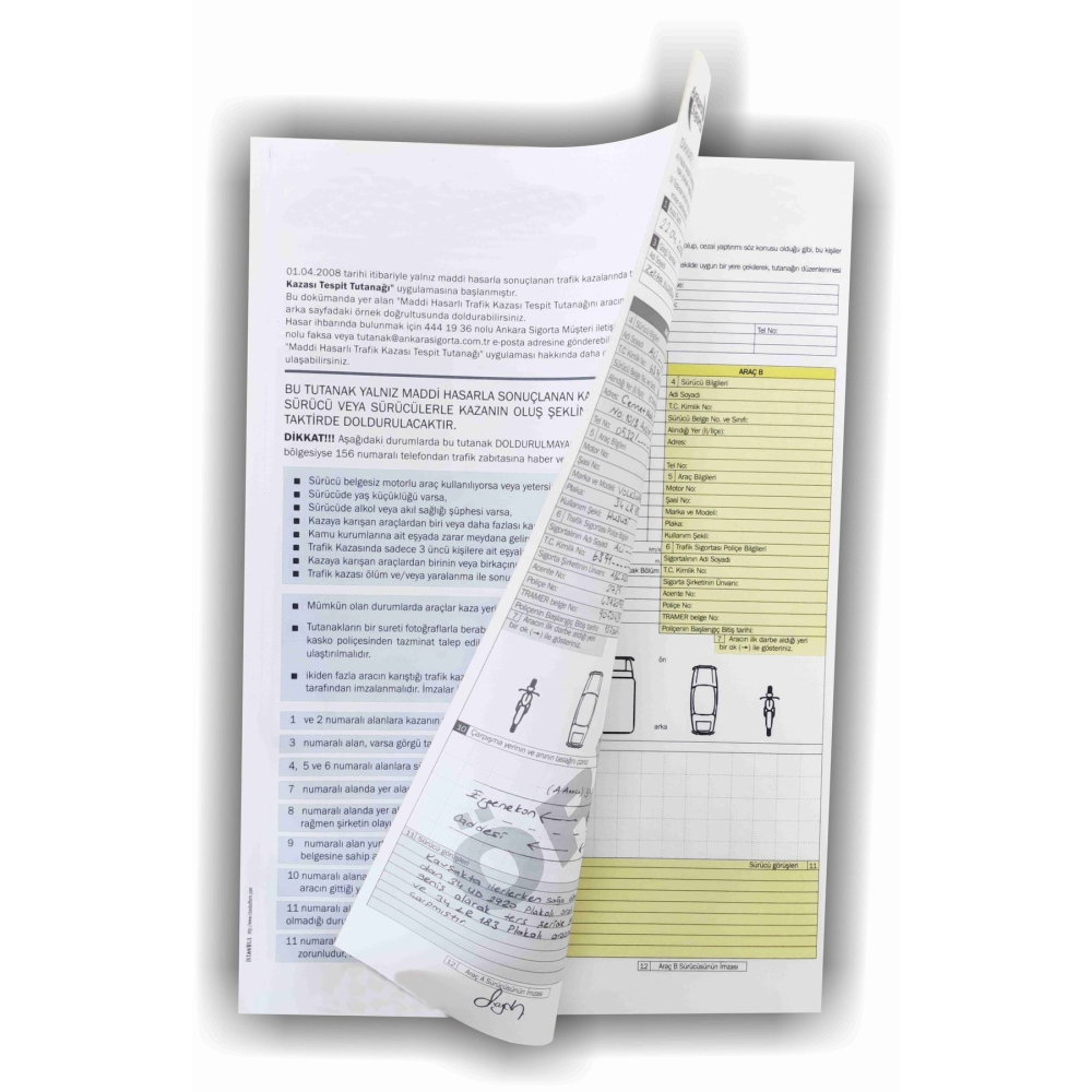 Kaza Tespit Tutanağı 10 Adet