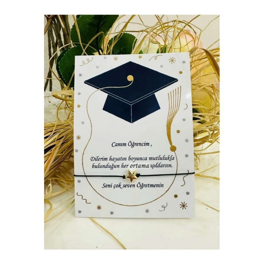 10 Adet Okul Mezuniyet Hediyesi Yıldız Bileklik - Karne Hediyesi - Şans Bilekliği -