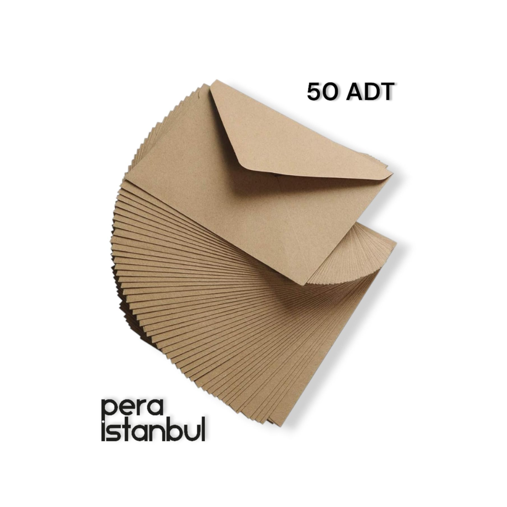 50 Adet Kahverengi Çaycuma Kraft Zarf Davetiye Lüks Tebrik Kartı Mektup Mühür Cüzdan Büyük