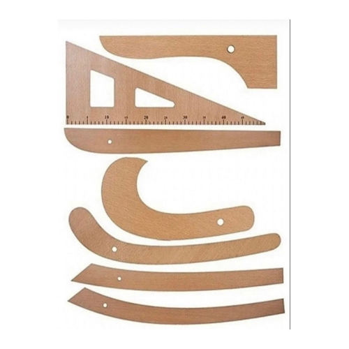Terzi-modelist-tekstil 7 Parça Ahşap Cetvel Riga Gönye Takımı