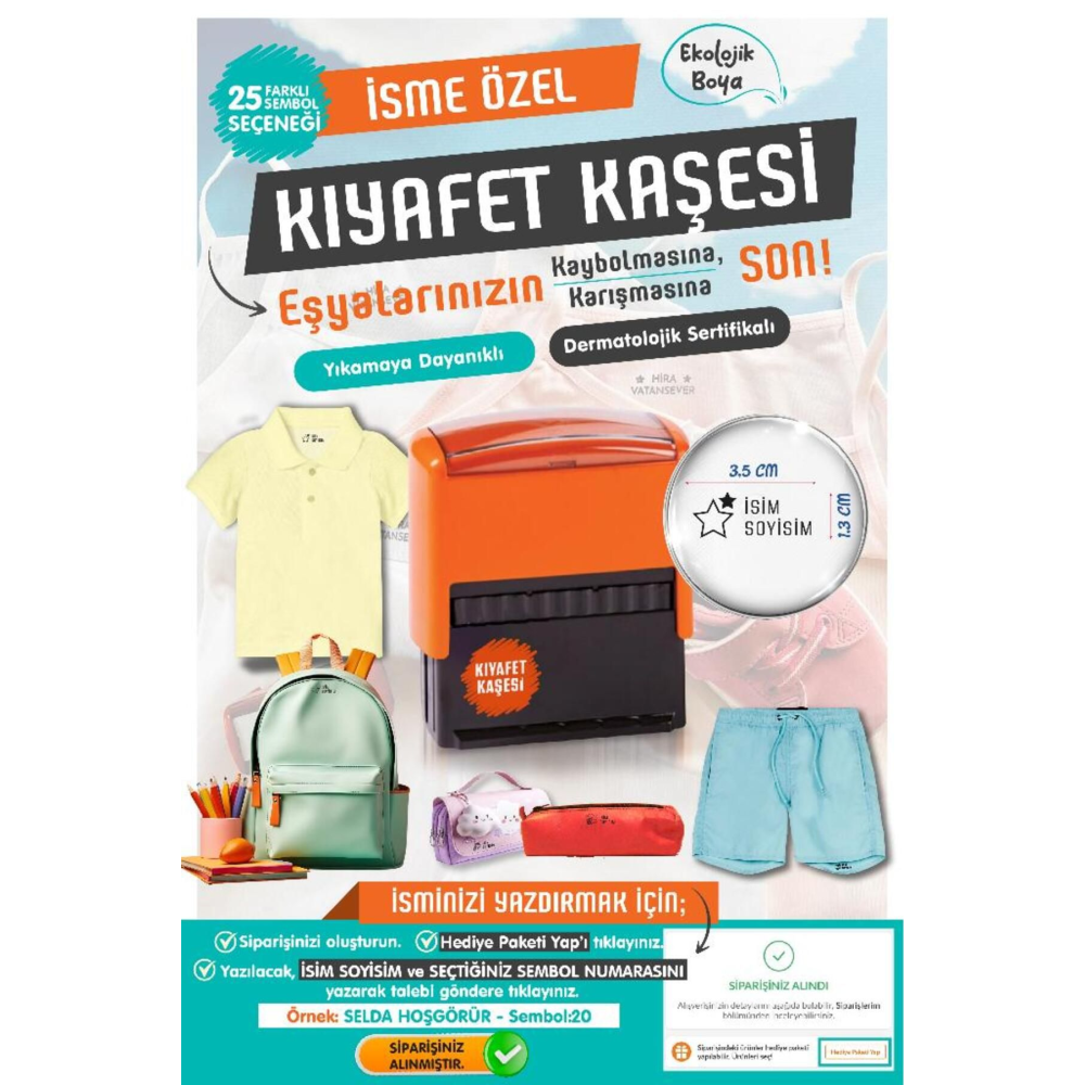 Kıyafet Kaşesi Okul Kaşesi Öğrenci Kaşesi-kreş-anaokulu-ilkokul Kumaş Elbise Kaşesi Isim Baskı Kaşes