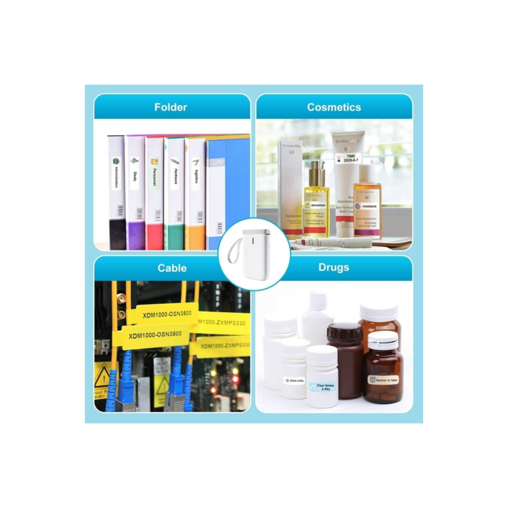 D11 Etiket Makinesi Kablosuz Taşınabilir Bluetooth - USB Şarjlı Beyaz (Türkiye Garantili)