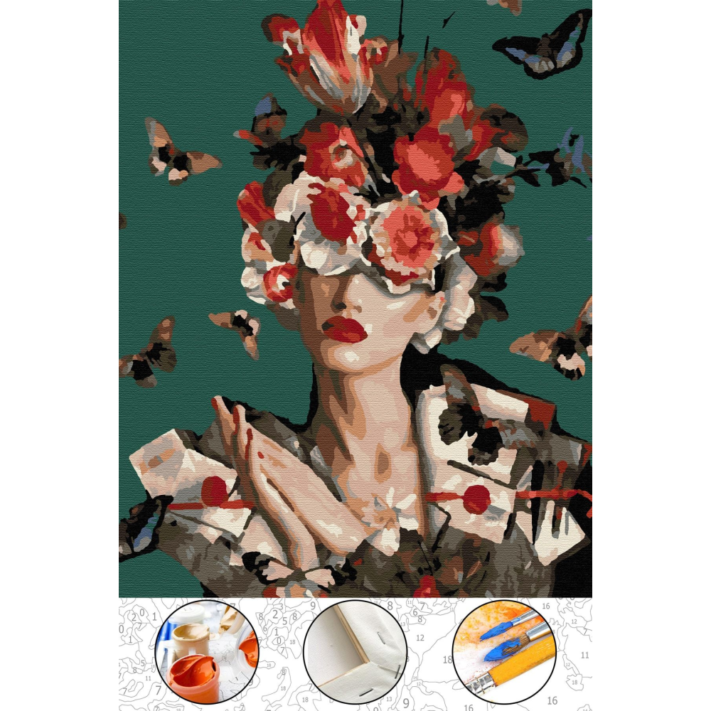 Sayılarla Boyama Kasnaklı Tablo Seti Fırça Boya Dahil 40x50