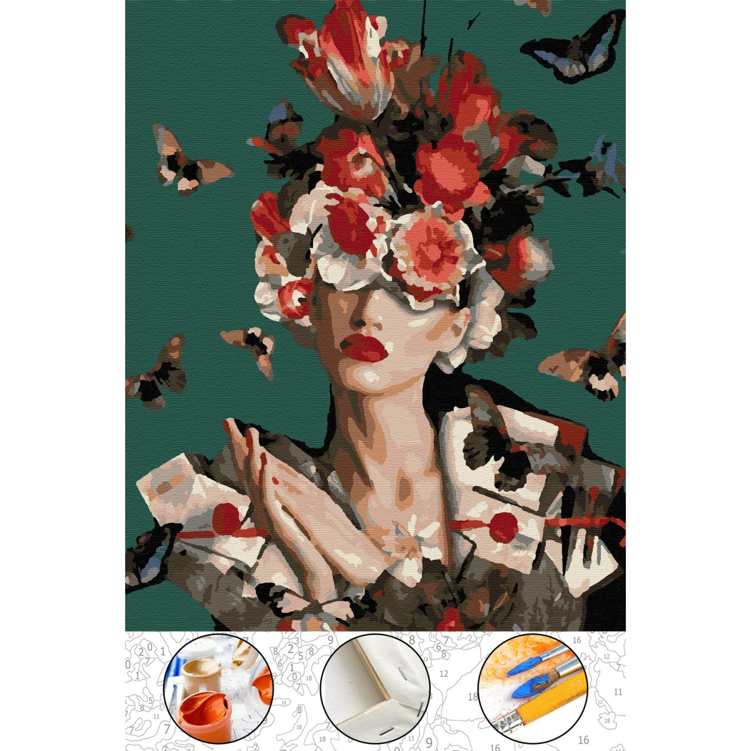 Sayılarla Boyama Kasnaklı Tablo Seti Fırça Boya Dahil 40x50