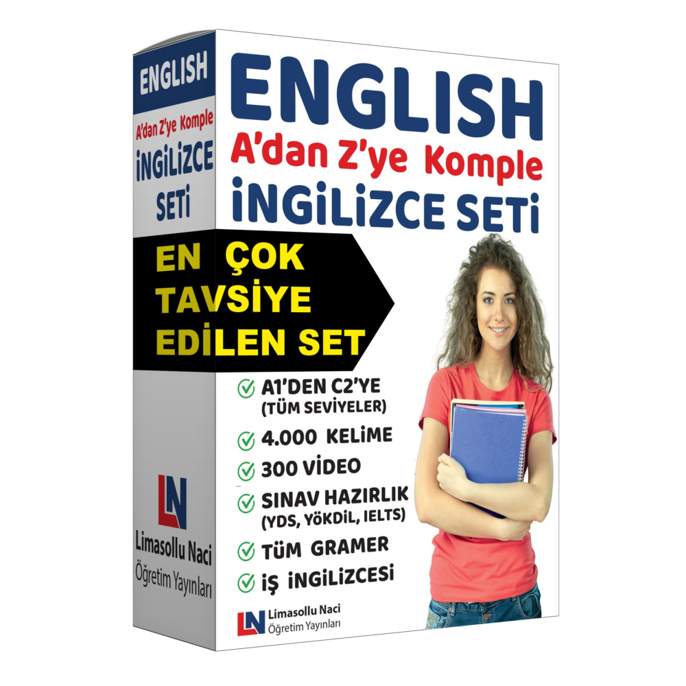 Ingilizce Eğitim Seti, Ingilizce Kitap, Gramer 4000 Kelime Öğrenme 300 Video, Yds, Yökdil Toefl, Lgs