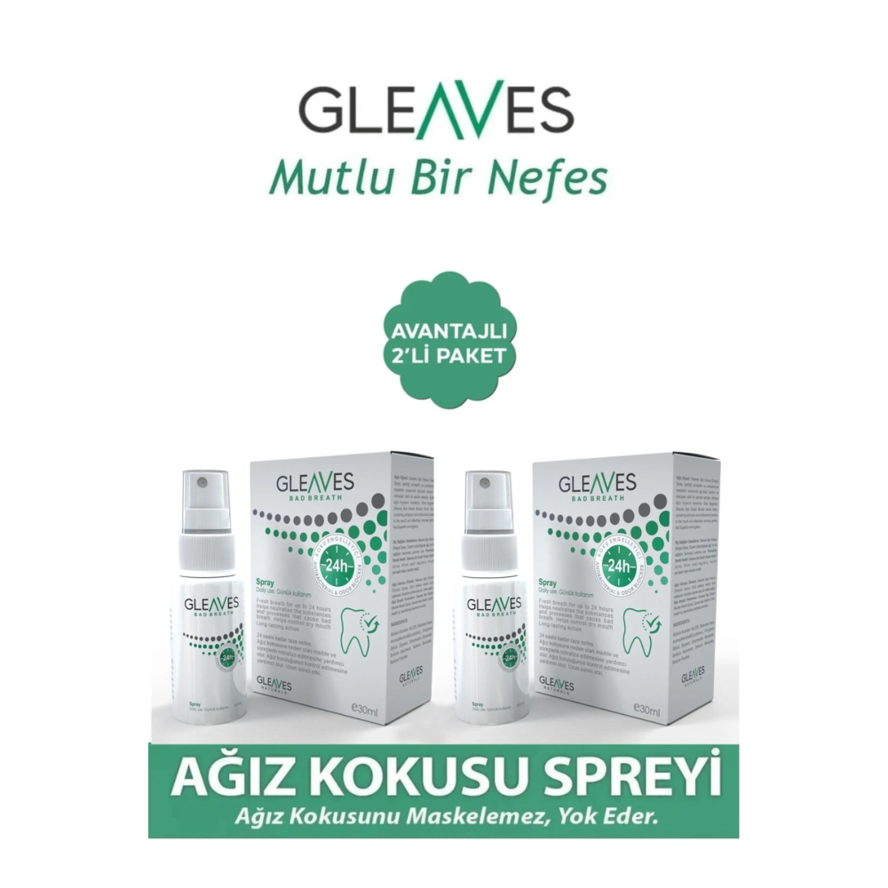 2'li Ağız Kokusu Önleyici Sprey, Ağız Kokusu Giderici Ağız Bakım Spreyi Alkolsüz Formülasyon 30 ml
