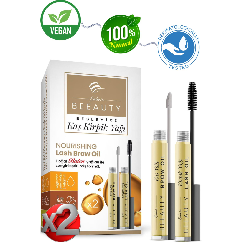 2 Adet Kaş Yağı & Kirpik Yağı - (Amla Yağı - Argan Yağı - E Vitamini)