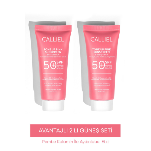 2’li Ton Eşitleyici, Aydınlatıcı Spf 50+ Renkli Güneş Kremi Glutatyon, Hyaluronik Asit Etkili