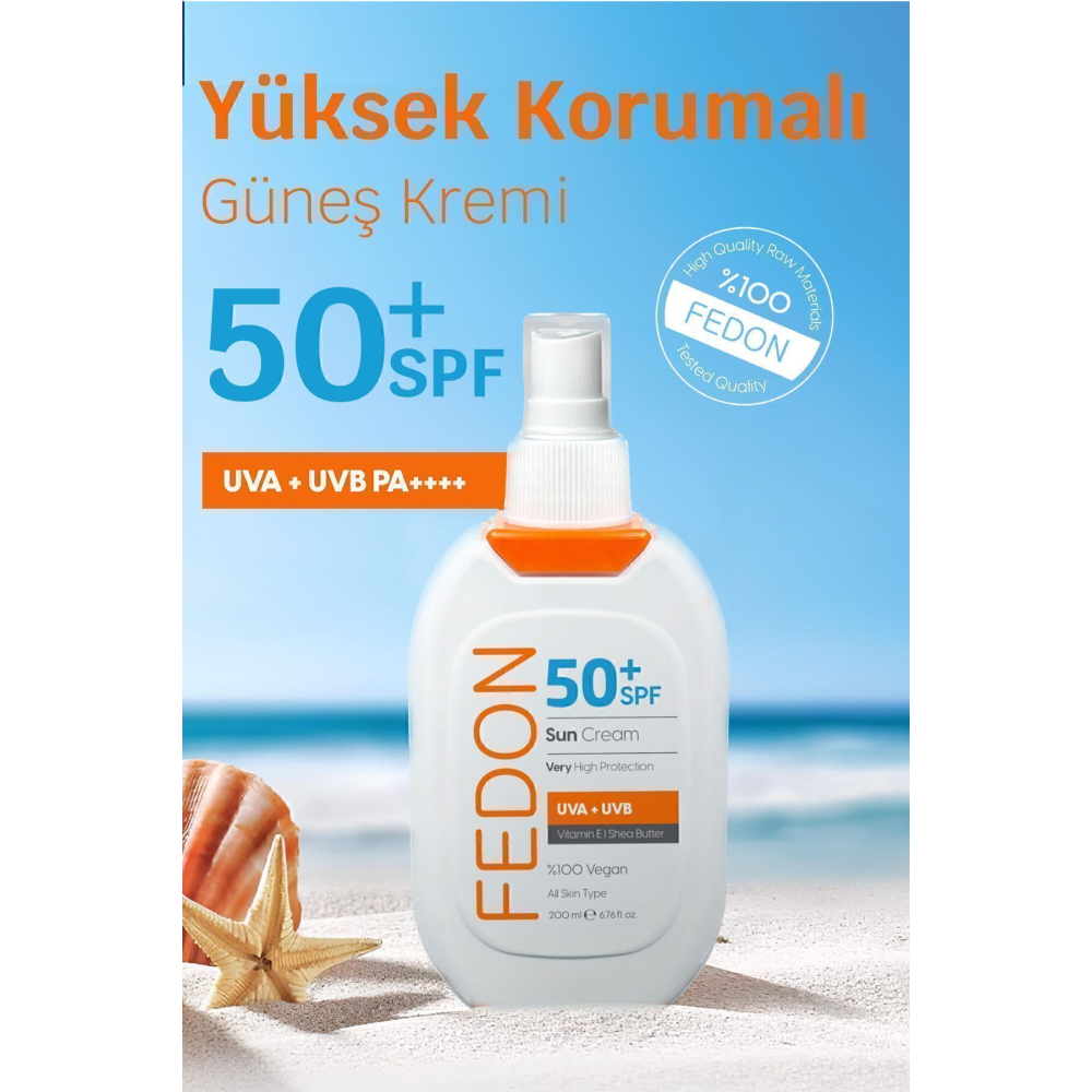 Spf 50 Güneş Kremi Suya Dayanıklı Uva Uvb Arbutin Vitamin B Kolajen Yüksek Koruma Güneş Kremi 200ml