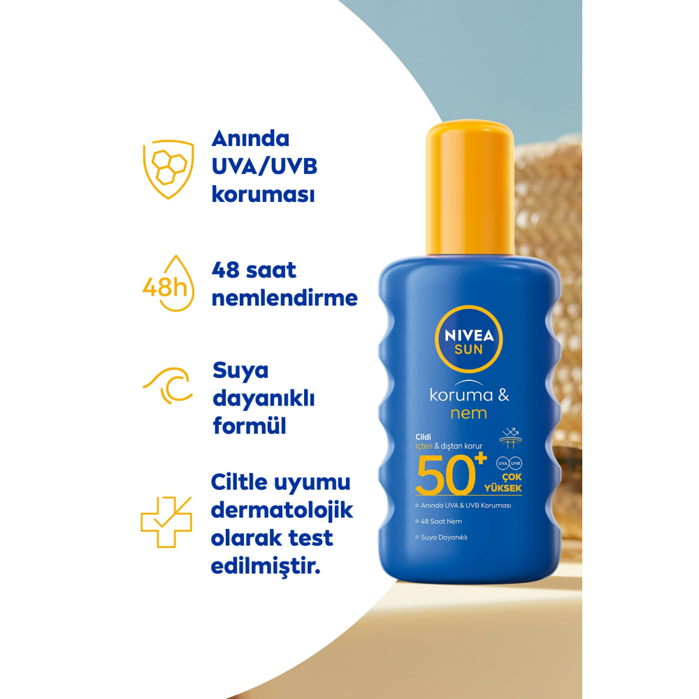 Sun Güneş Kremi Spf50 200 ml Sprey, Çok Yüksek Güneş Koruyucu Ve 48 Saat Nemlendirme