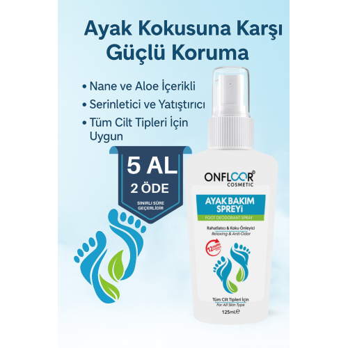 Ayak Kokusu Giderici Sprey 125 ml – Ferahlatıcı, Serinletici ve Rahatlatıcı Aloe Özlü Ayak Bakımı