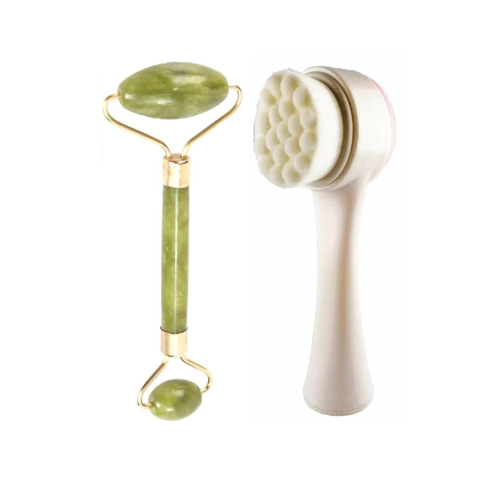 Cilt Temizleme Fırçası & Roller Çift Taraflı Yeşim Taşı Cilt Masaj Bakım Aleti