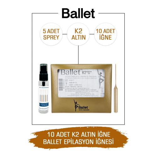 10 Adet K2 Altın Epilasyon İğnesi Orijinal Ballet K2 Gold İğne 20402518