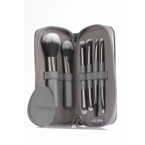 Küçük Boy Çantalı Seyahat Makyaj Fırça Seti - 10 Çeşit Fırça Ucu, Aplikatör Ve Makyaj Süngeri