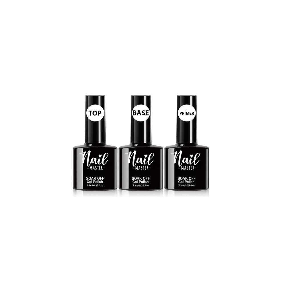 Kalıcı Oje Protez Tırnak Top Coat Rubber Base Coat Primer 3lü Set