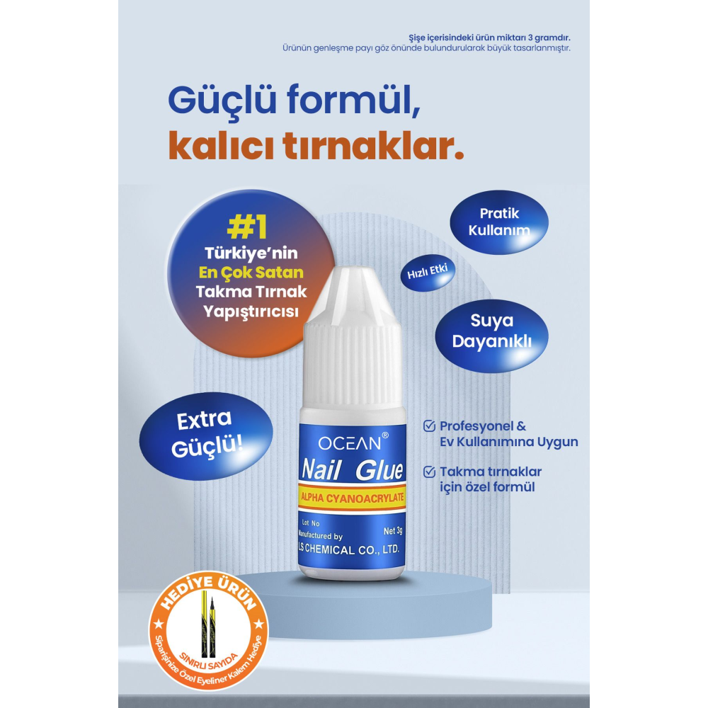 Takma Tırnak Yapıştırıcı Tips Yapıştırıcı Hızlı Yapıştırıcı Nail Glue 3 gr