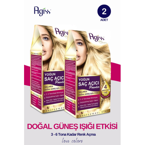 Love Colors Saç Açıcı, Saç Renk Açıcı, Oksidan, Toz, Oryal Saç Rengi Açıcı Set 2 Adet