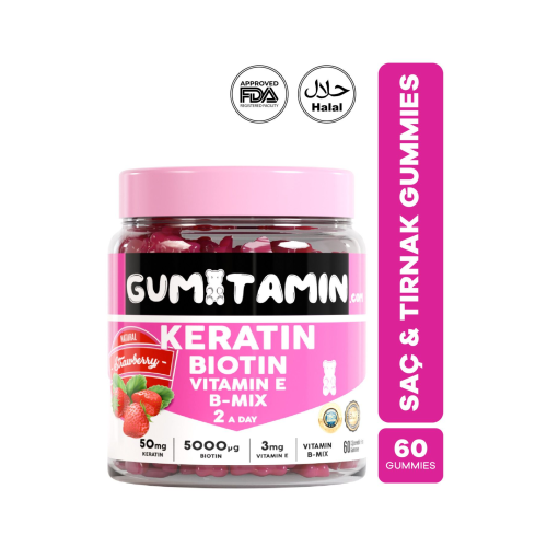 Saç Ve Tırnak Vitamini Gummy, Keratin, Biotin 5000, Folik Asit, Çinko, Vitamin E B12 B5 B6
