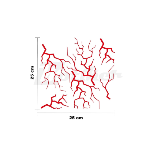 Şimşek Sticker 25x25cm Folyo Kesim Evrensel Desen Kaplama Kırmızı