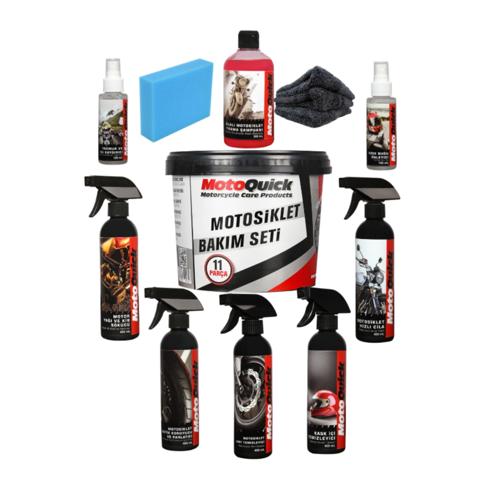 11 Parça Motorsiklet Bakım ve Temizlik Seti