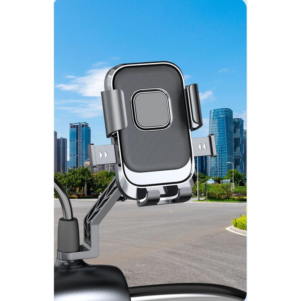 Ayarlanabilir Bisiklet Scooter Motosiklet Otomatik Tuşlu Motorsiklet Ayna Bağlantılı Telefon Tutucu