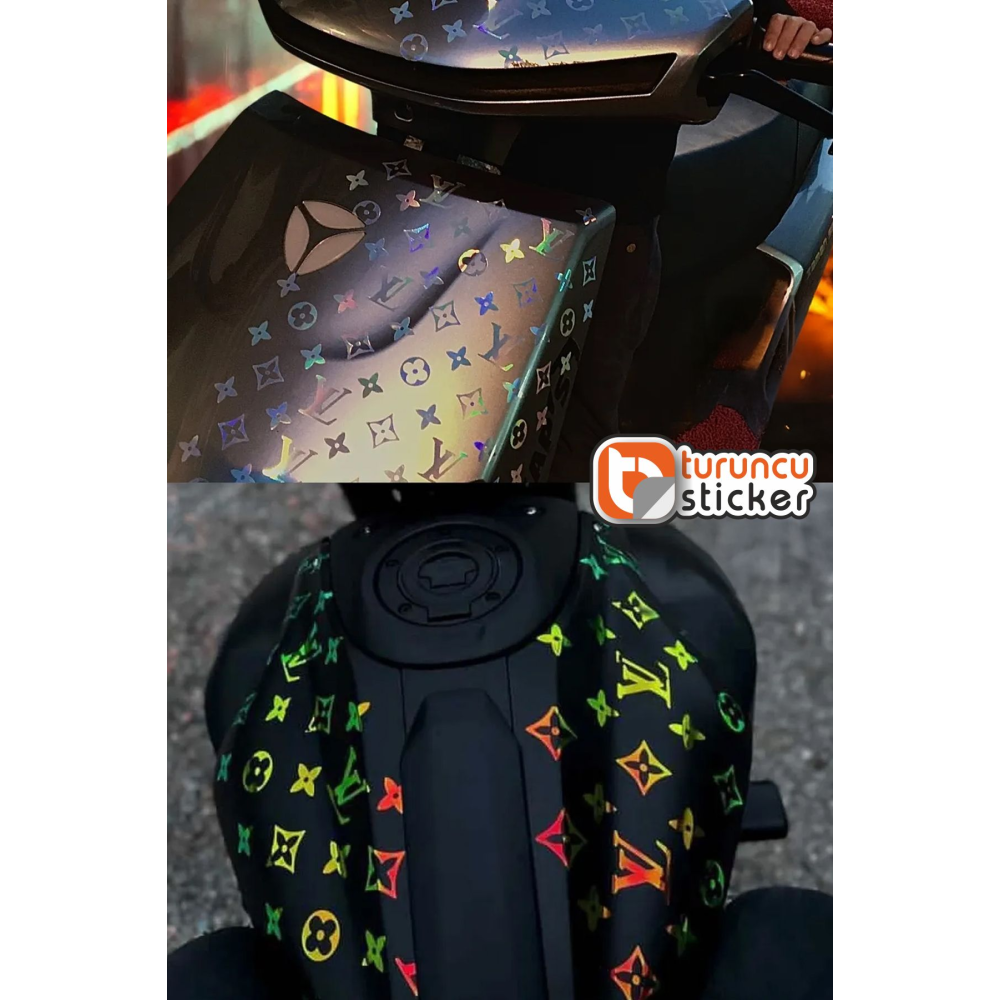 LV 25x25cm Folyo Kesim Evrensel Desen Kaplama Hologram Araba - Motor - Kask -Laptop Sticker