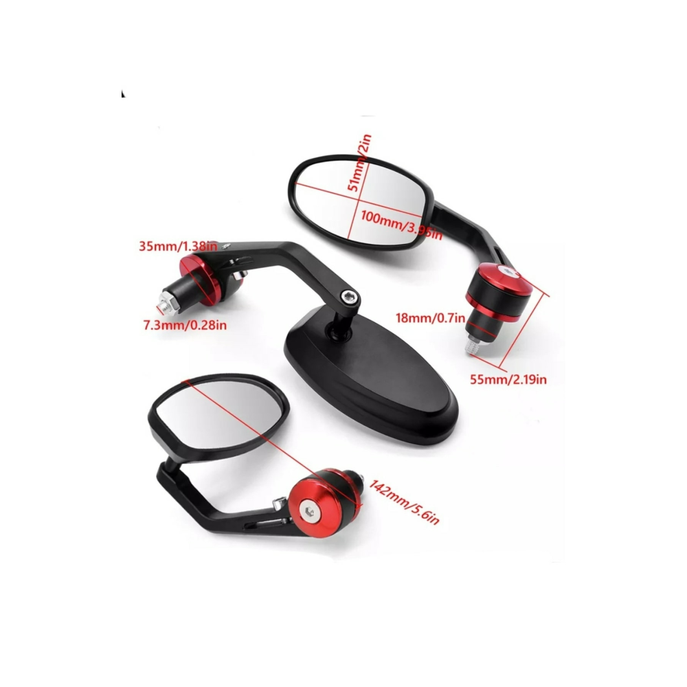 Motorsiklet Gidon Sonu Aynasi Kirmizi