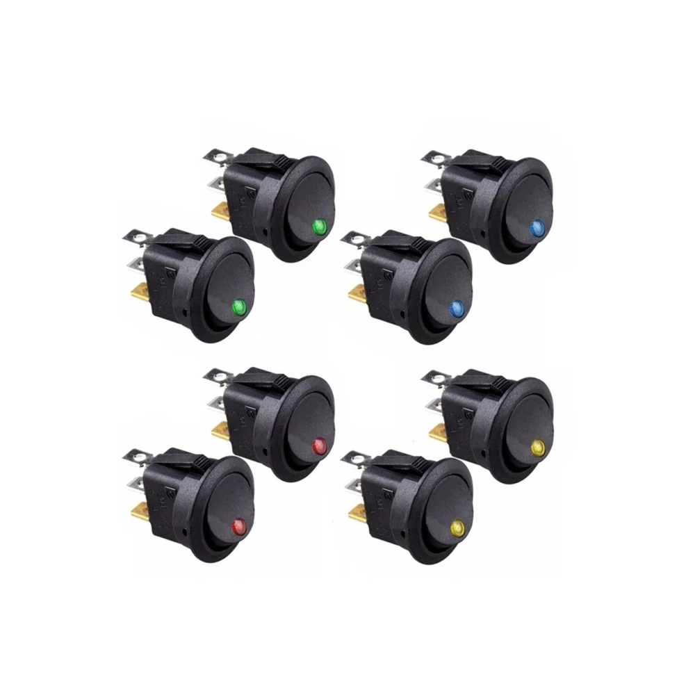 8 Adet 12v Nokta Işıklı 20mm Marin Anahtar