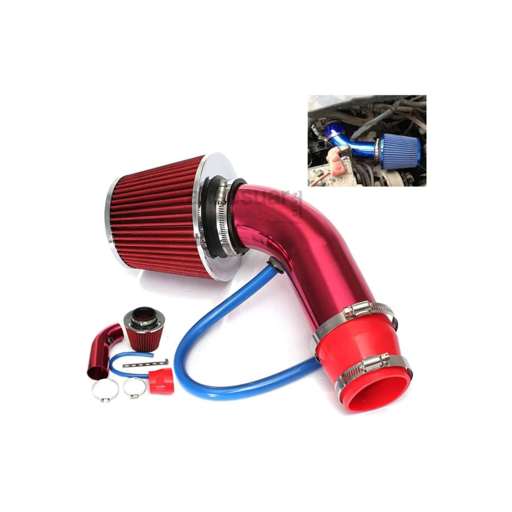 Spor Açık Hava Filtresi Krom Borulu Kırmızı Renk -Boru Çapı 7,6cm Uzunluk 23cm