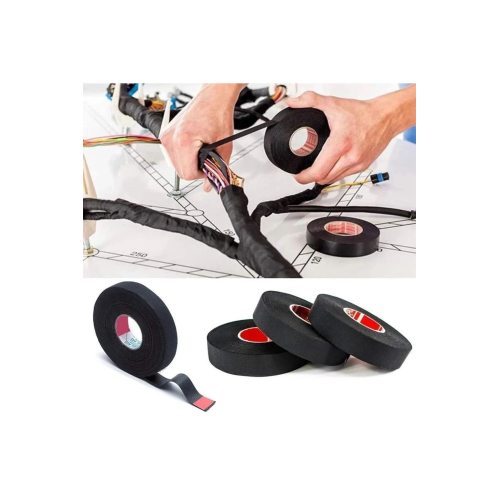 Alman Otomotiv Kullanılan Kablo Yanmaz Bez Bant 19mm X 15 Mt Sıyah Alev Gecıktırıcı