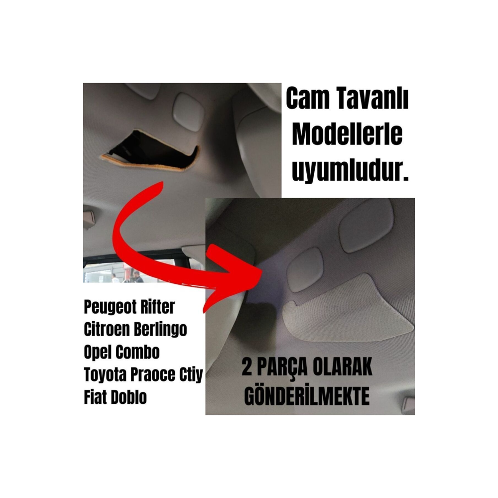 Rifter-berlingo-proace City-doblo-opel Cam Tavanlı Ara Bölme Demiri Kapakları 2 Adet Kumaşı Kaplı