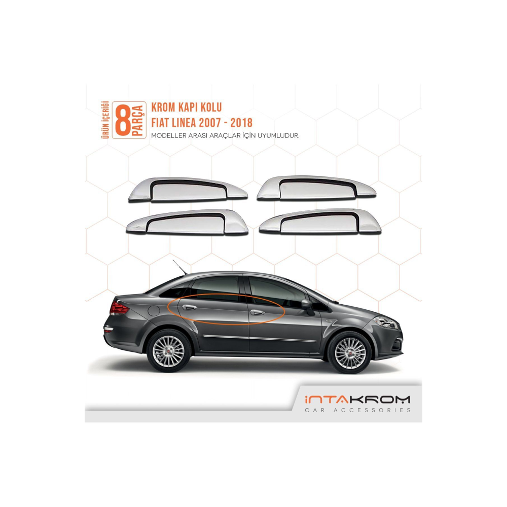 Fiat Linea Krom Kapı Kolu 4 Kapı 8 Parça 2007 Ve Sonrası