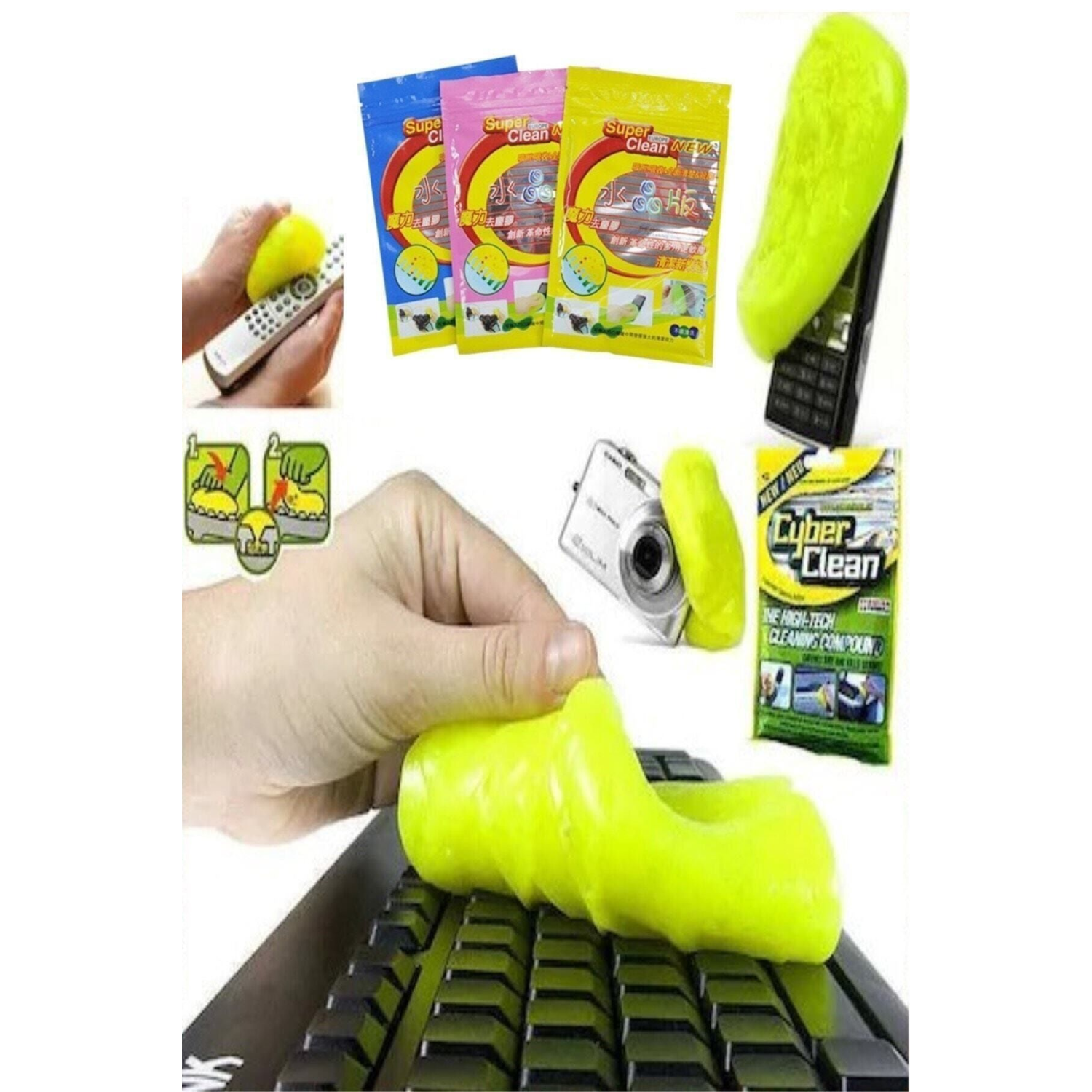 Mucize Temizlik Hamuru Super Clean Araç Içi  Klavye Dar Bölge Temizleyici Jel