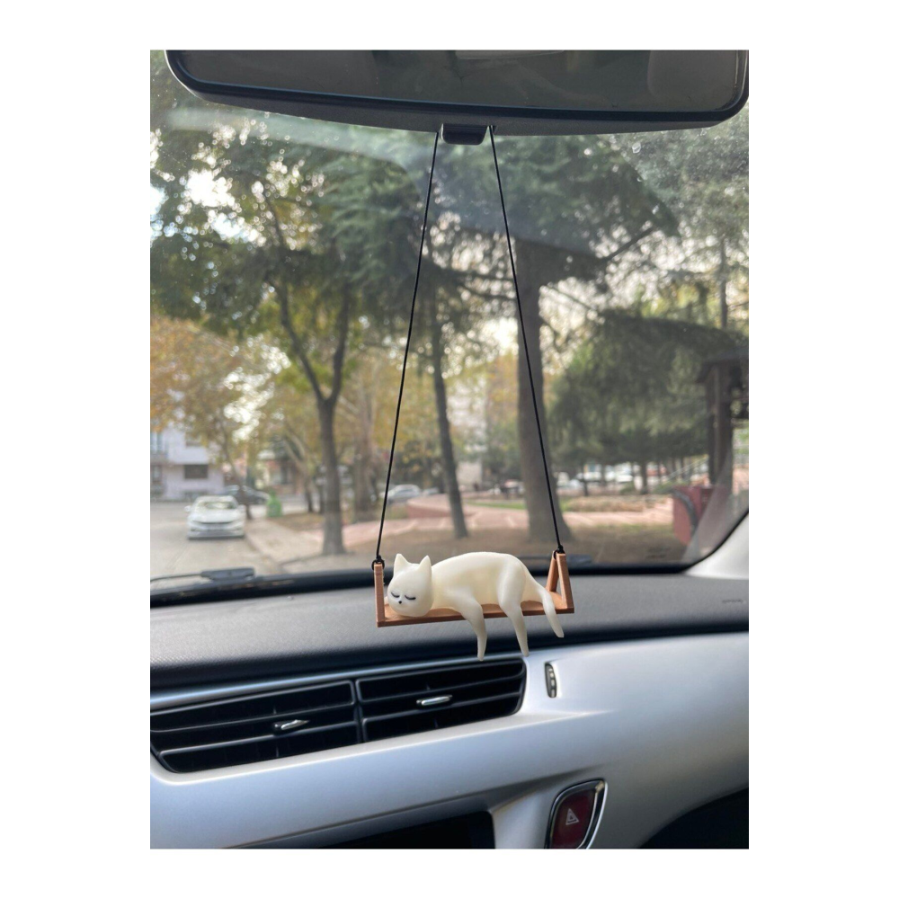 Salıncaklı Uyuyan Kedi Araba Dikiz Ayna Süsü