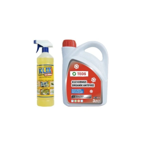 Teos G12++ Kırmızı Organik Süper -40 Antifriz 3 Litre + Colombia Çok Amaçlı Temizleyici 1 Kg