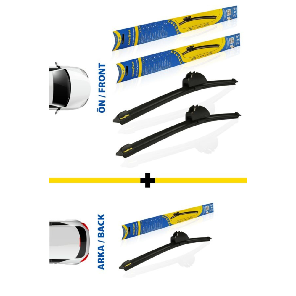 Suzukı Alto Supermute Ön Ve Arka 3'lü Muz Silecek Takımı 2003-2007 Hatchback (5 KAPI) (45