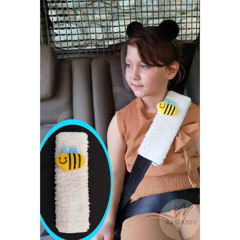 Soft Çocuk Emniyet Kemeri Aksesuarı Emniyet Kemer Kılıfı Koruyucu Sevimli Hayvanlar Arı Figürlü