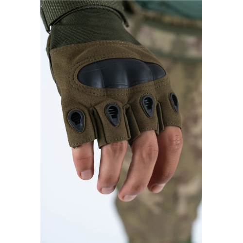 Taktik Kesik Parmak Eldiven Asker Polis Dağcı Sporcu Bisikletçi Kemik Eldiveni