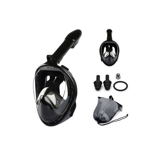 Lxl Beden Siyah Dalış Maskesi Tam Yüz Full Face Şnorkel Anti Sızıntı Ekipmanları 360 Görüntü Slikon