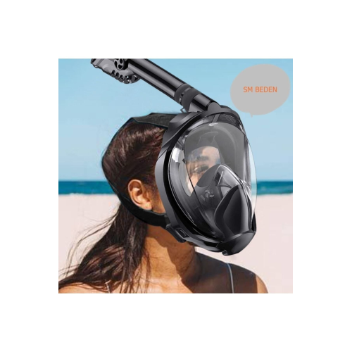 Sm Beden Siyah Dalış Maskesi Ekipmanları 360 Derece Full Face Buğu Önleyici Yüzme Gözlüğü Şnorkel