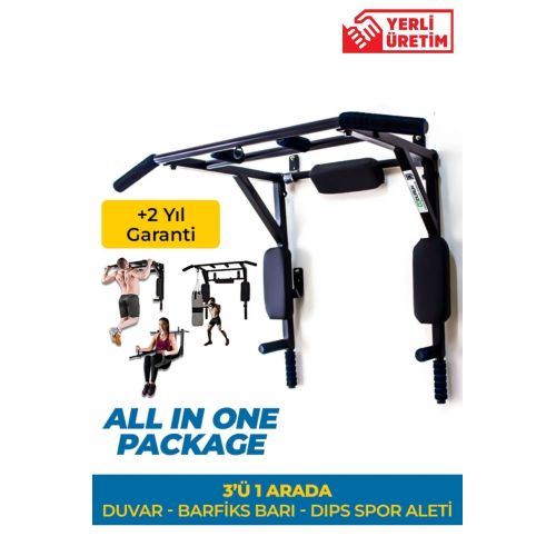 3'ü 1 Arada Duvar Barfiks Ve Dips Aleti - All In One