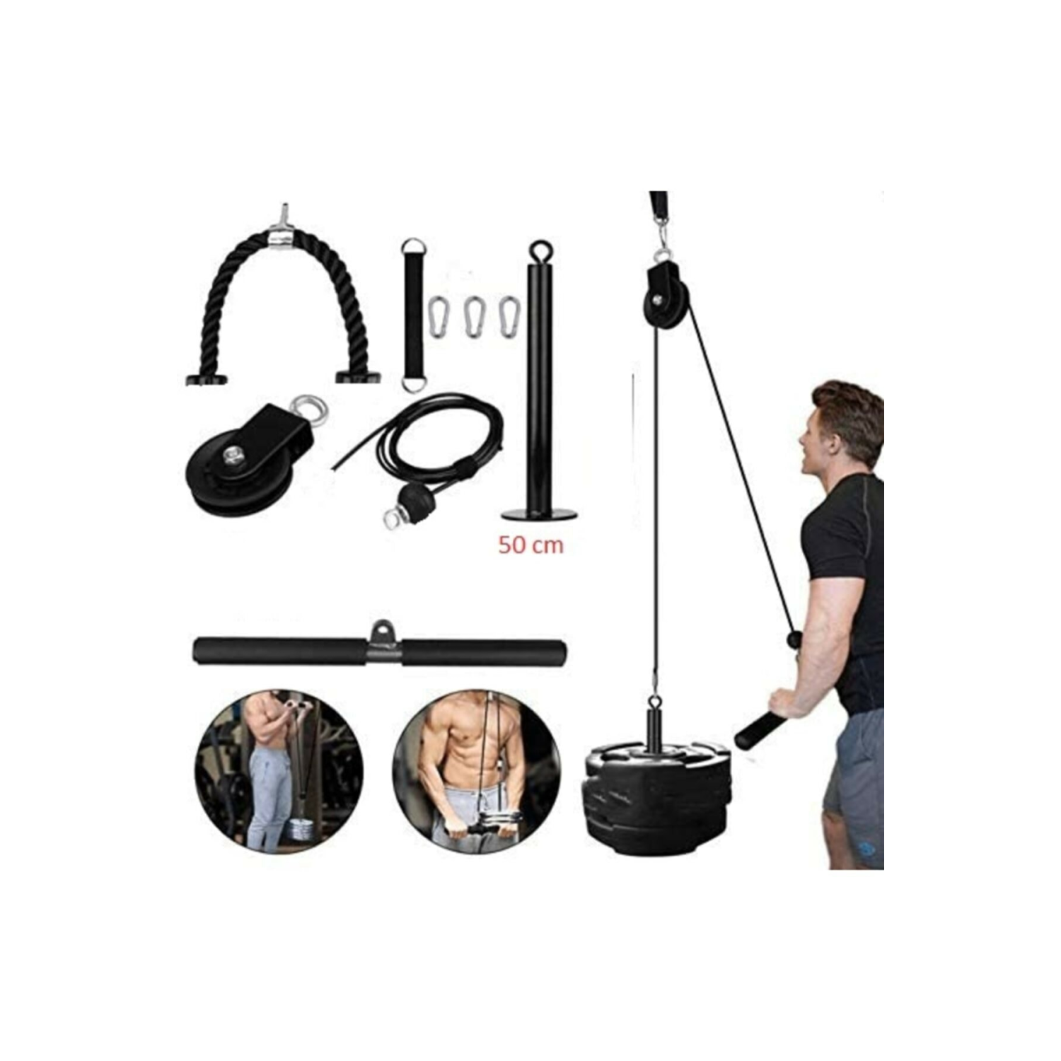 Makara Fitness Seti Lat Pulldown Triceps Biceps Sırt Çekiş Çalışma Istasyonu