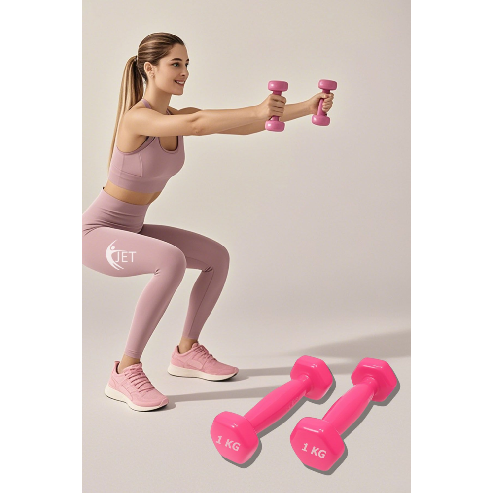 Vinyl Demir Dambıl 1 Kg x 2 Adet Dambıl Seti Dökme Demir Dumbell Ağırlık Set