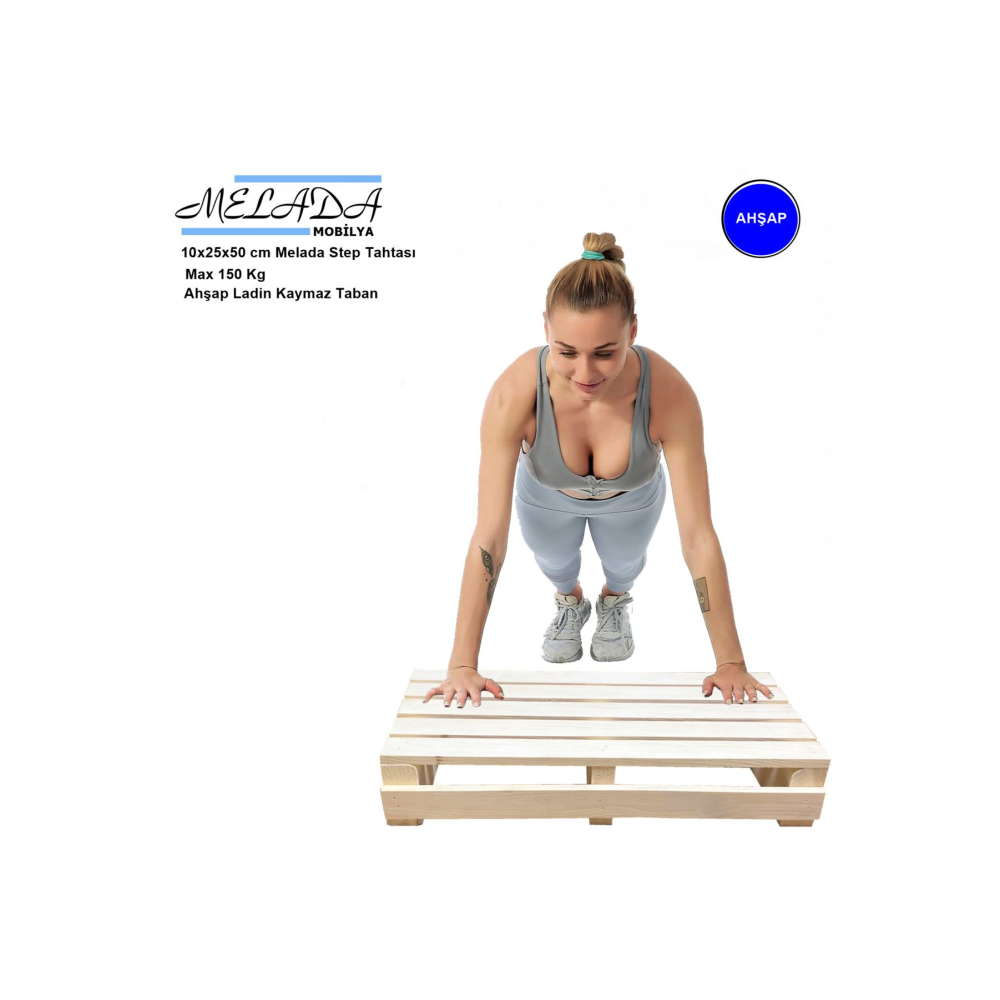 10 Cm Yükseklikte Doğal Ahşaptan Ev Içi Kullanıma Uygun Kaymaz Tabanlı Step Tahtası 25 Cm X 37 Cm