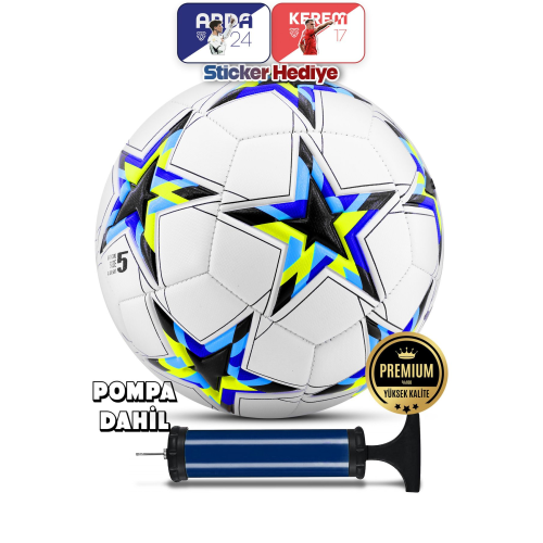 Orijinal Futbol Topu 2025 Şampiyonlar Ligi Pompalı Sert Zemin Halı Saha Futbol Topu No:5 Siyah 034.