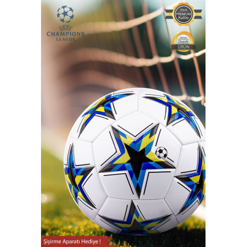 Orijinal Uefa Şampiyonlar Ligi Dikişli Futbol Topu Halı Saha Çim Beton Zemine Uygun maç/idman No:5