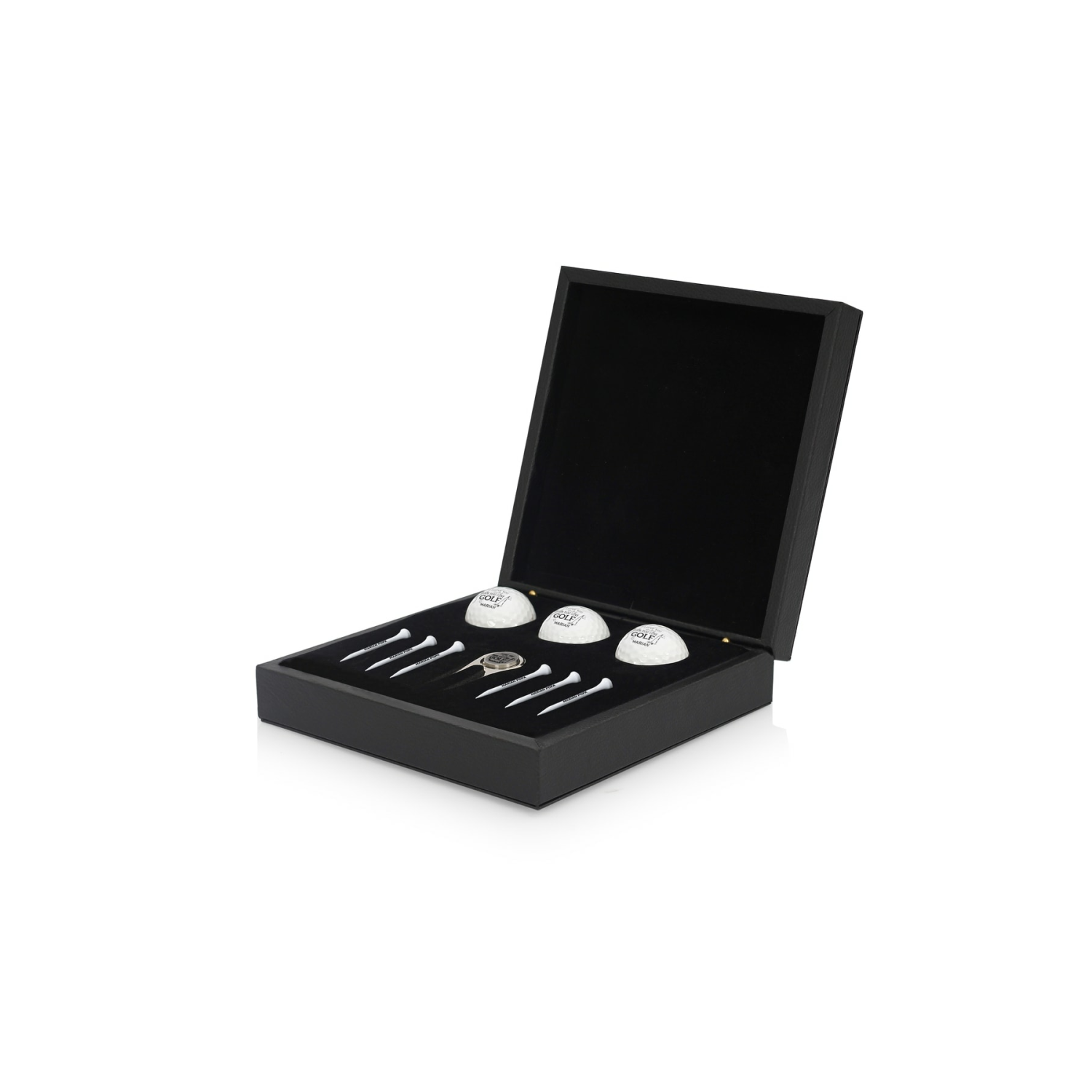 3 Top 6 Tee Ve Işaretliyici Deri Kutu Golf Seti