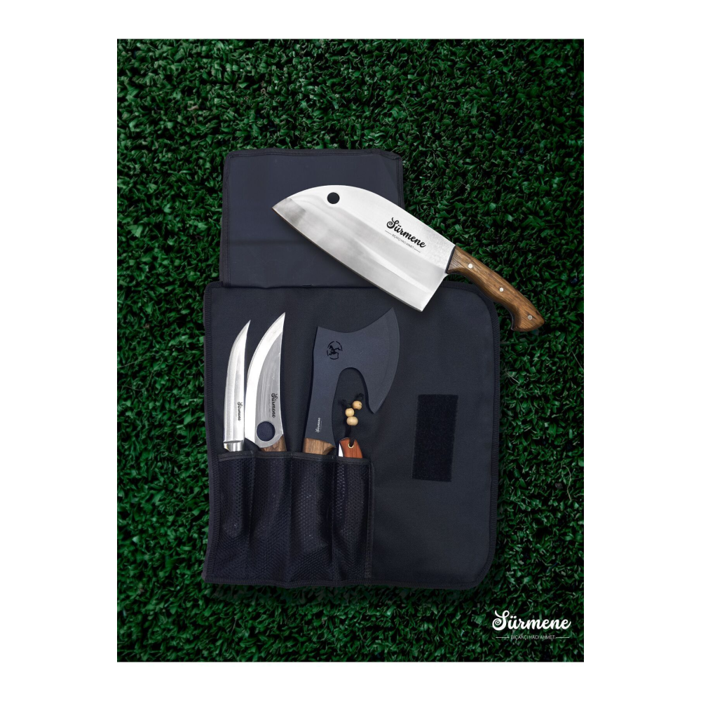 5 Parça Kamp Bıçağı Viking Almazan Sunum Avcı Takım Kamp Çakısı Çantalı Bıçak Seti