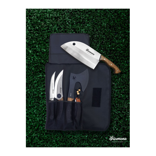 5 Parça Kamp Bıçağı Viking Almazan Sunum Avcı Takım Kamp Çakısı Çantalı Bıçak Seti