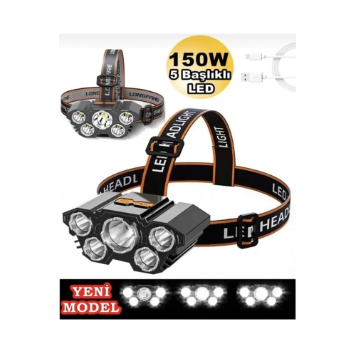 150w Ultra Güçlü Kafa Lambası kamp Balıkçı Feneri şarjlı